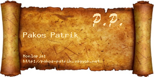 Pakos Patrik névjegykártya